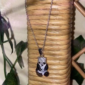black and white Hallmark panda necklace